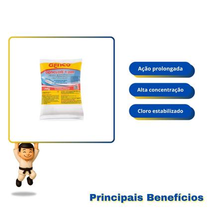 Imagem de Kit 10 Tablete Pastilha Pedra Cl Estabilizado Genco + Clorador Médio