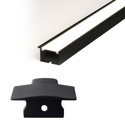 Imagem de Kit 10 Tampas de Perfil Risque Inside 24x15mm Com furo Preto Cod: ALUT001939 Alut By Avant