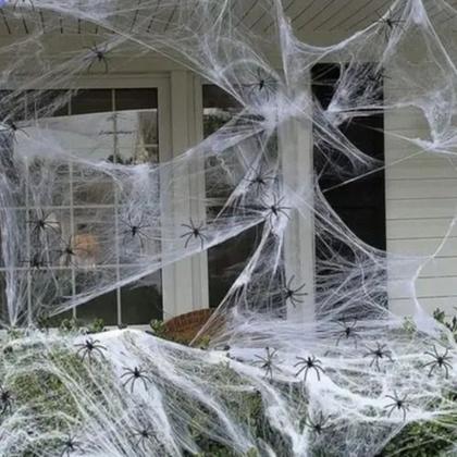 Imagem de Kit 10 Teia De Aranha Halloween Decoração Artificial Festa
