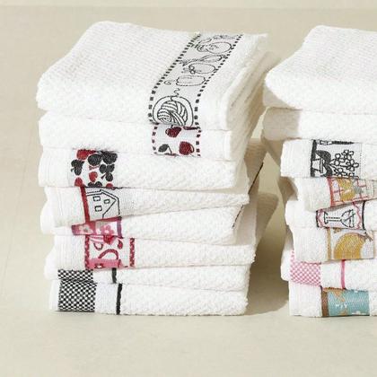 Imagem de Kit 10 Toalha Pano de Copa Prato Jacquard Atoalhado Felpudo 45x70 cm 100 Algodão