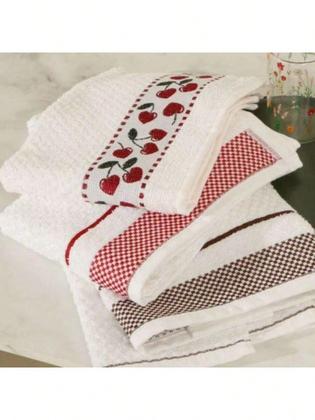 Imagem de Kit 10 Toalha Pano de Copa Prato Jacquard Atoalhado Felpudo 45x70 cm 100 Algodão