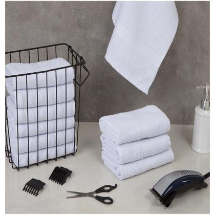 Imagem de Kit 10 Toalha Rosto Salão Barbearia Academia Algodão Preto Branco