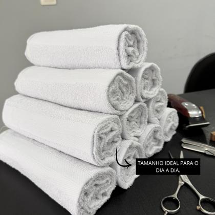 Imagem de Kit 10 Toalha Rosto Salão Barbearia Academia Algodão Preto Branco