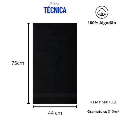 Imagem de Kit 10 Toalha Rosto Salão Barbearia Academia Algodão Preto Branco