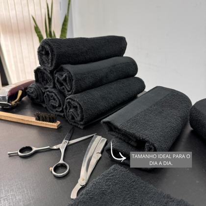 Imagem de Kit 10 Toalha Rosto Salão Barbearia Academia Algodão Preto Branco