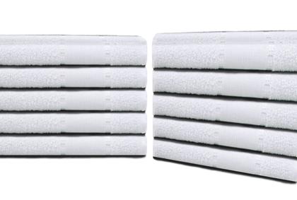 Imagem de Kit 10 Toalhas de Banho Branca Hotel Spa Salão para Bordar Ponto Cruz Pureza 270 g/m2 - 100% Algodão