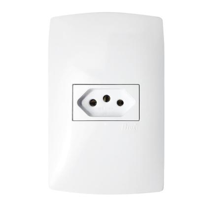 Imagem de Kit 10 Tomada Simples 10a 4x2 Linha Home Branco Com Placa Blux