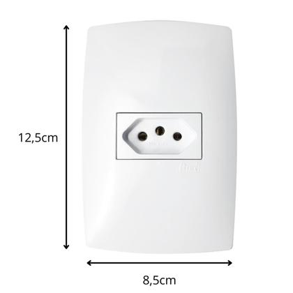 Imagem de Kit 10 Tomada Simples 10a 4x2 Linha Home Branco Com Placa Blux