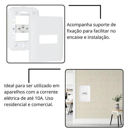 Imagem de Kit 10 Tomada Simples 10A Habitat Branco Fame 3770