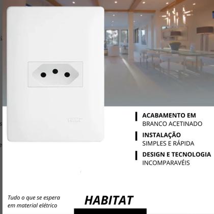 Imagem de Kit 10 Tomada Simples 10A Habitat Branco Fame 3770