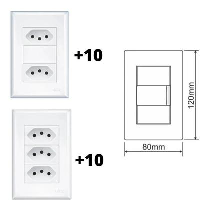 Imagem de Kit 10 Tomadas Dupla 10a + 10 Tomadas Tripla 20a - Fame