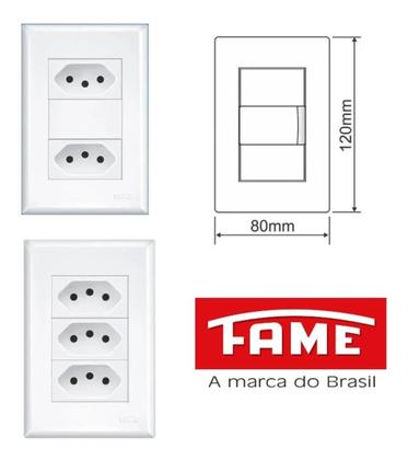 Imagem de Kit 10 Tomadas Dupla 10a + 10 Tomadas Tripla 20a - Fame