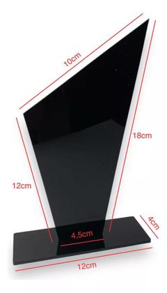 Imagem de Kit 10 Troféu Acrilico Preto 2mm 10x18cm C/base Preta