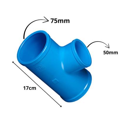 Imagem de Kit 10 und TE Soldável Redução PN80 DN75 X 50mm p/ Irrigação 100% PVC Instalação Fácil