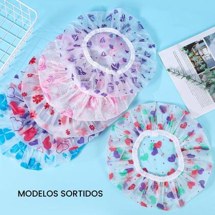 Imagem de Kit 10 Uni De Touca Para Banho Reutilizável Impermeável Elástico Cabelo