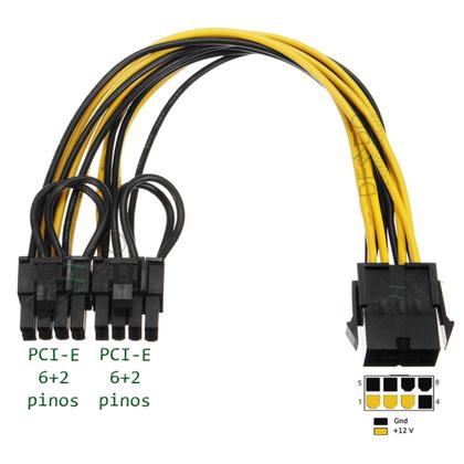 Imagem de Kit 10 unid Cabo Y Duplicador Pci Express Splitter 8 Pinos 2x (6+2) GPU VGA Mineração HWT Atacado