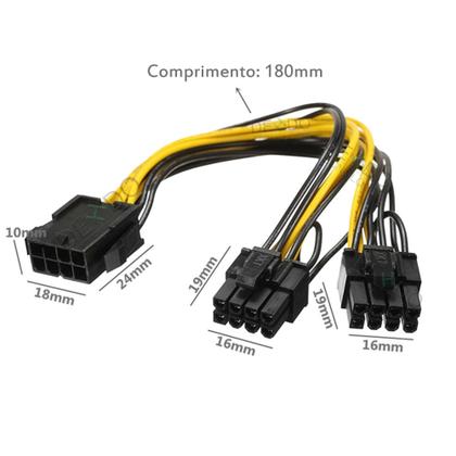 Imagem de Kit 10 unid Cabo Y Duplicador Pci Express Splitter 8 Pinos 2x (6+2) GPU VGA Mineração HWT Atacado