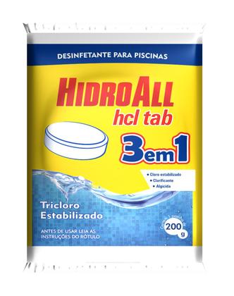 Imagem de kit 10 unid cloro Pastilha para piscina Hidroall 3 EM 1 Multiação 200g