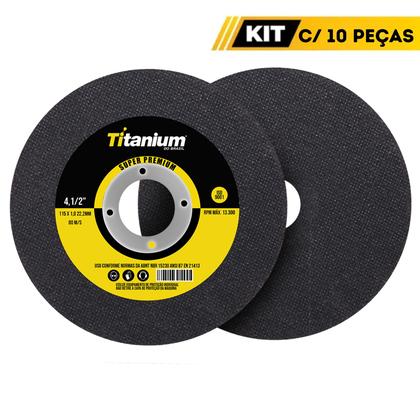 Imagem de Kit 10 unid Disco de Corte 4.1/2x3/64x7/8 Inox Super Premium Titanium