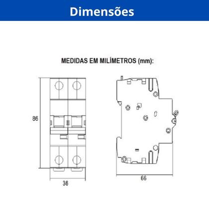 Imagem de Kit 10 unid. disjuntor bipolar din 40a (mdw-c 40a 2 polos)