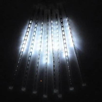 Imagem de Kit 10 Unidades Cascata Tubo Pisca Pisca Chuva De Gelo Meteoro 96 Leds Branco Natal (ntn2128x127v)