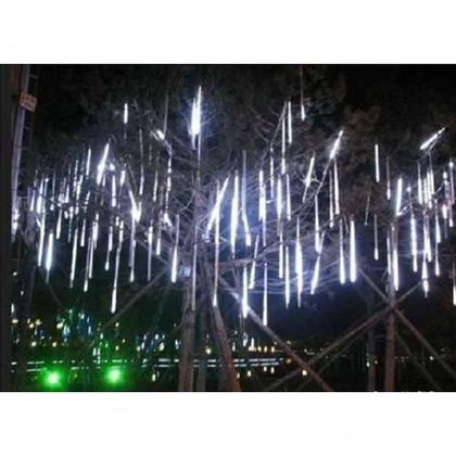 Imagem de Kit 10 Unidades Cascata Tubo Pisca Pisca Chuva De Gelo Meteoro 96 Leds Branco Natal (ntn2128x127v)