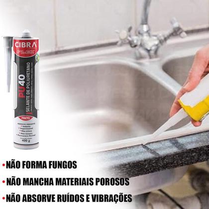 Imagem de Kit 10 unidades cola pu40 silicone selante poliuretano+aplicadora