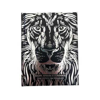 Imagem de Kit 10 unidades harpa avivada e corinhos brochura pequena letra maior leão preta e prata