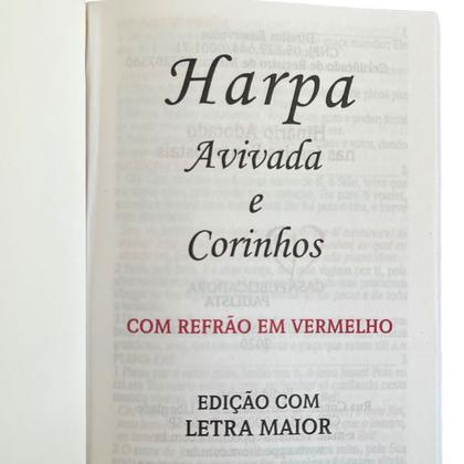 Imagem de Kit 10 unidades harpa avivada e corinhos brochura pequena letra maior leão preta e prata