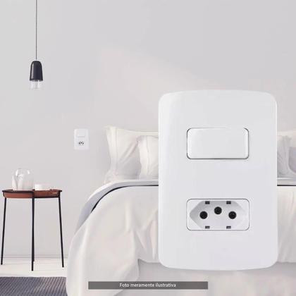 Imagem de Kit 10 unidades - mg b3 conj 1 tom. 2p+t 20a + 1 int. simples 10a 4x2 branco (19474)