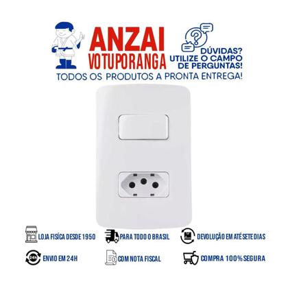 Imagem de Kit 10 unidades - mg b3 conj 1 tom. 2p+t 20a + 1 int. simples 10a 4x2 branco (19474)