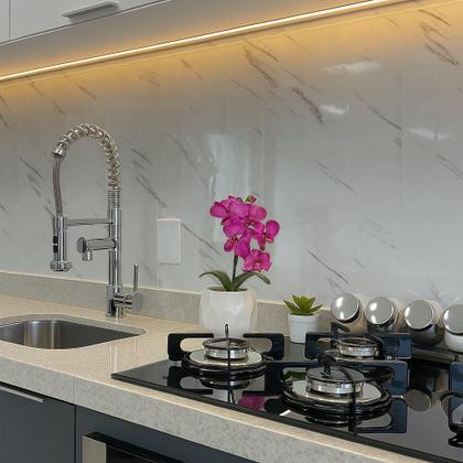 Imagem de Kit 10 Unidades Placa Adesiva Flexível para Parede Mármore Branco 30x60cm