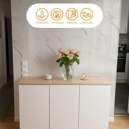 Imagem de Kit 10 Unidades Placa Adesiva Flexível para Parede Mármore Branco 30x60cm