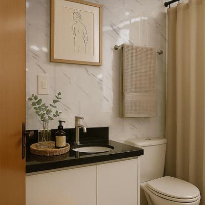 Imagem de Kit 10 Unidades Placa Adesiva Flexível para Parede Mármore Branco 30x60cm