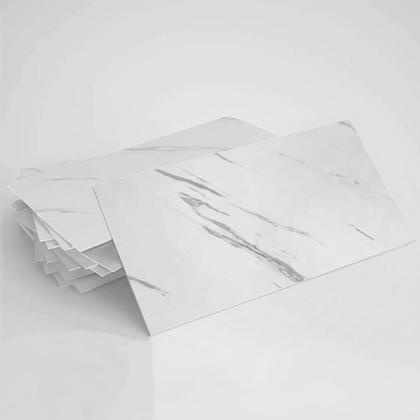 Imagem de Kit 10 Unidades Placa Adesiva Flexível para Parede Mármore Branco 30x60cm