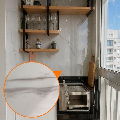 Imagem de Kit 10 Unidades Placa Adesiva Flexível para Parede Mármore Branco 30x60cm