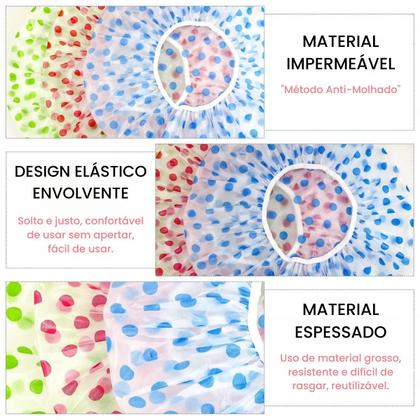 Imagem de Kit 10 Unidades Touca De Banho Reutilizável Impermeável Com Elástico Ajustável