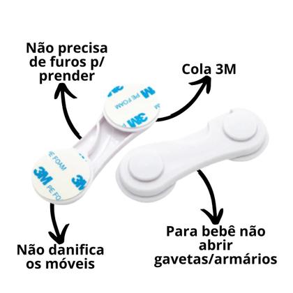 Imagem de Kit 10 unidades trava gaveta porta armario segurança proteçao bebe