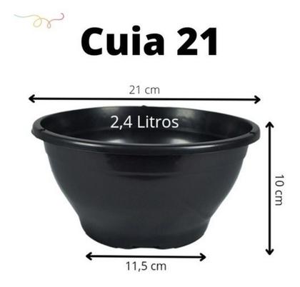 Imagem de Kit 10 Vasos Cuia N 21 Preta Plástico 2,4 Litros