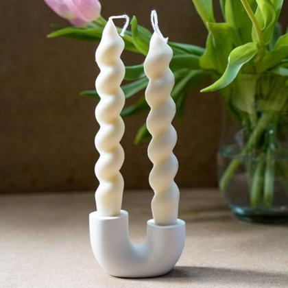 Imagem de Kit 10 Velas Torcidas Parafina Decoração 23 Cm Castiçal Fina