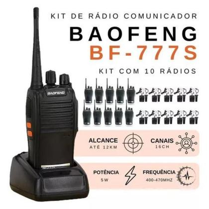 Imagem de Kit 10 Walktalk Baofeng Radio Comunicador Bf777S