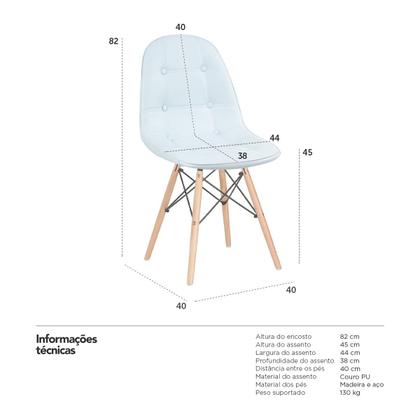 Imagem de KIT - 10 x cadeiras estofadas Eames Eiffel Botonê - Base de madeira clara