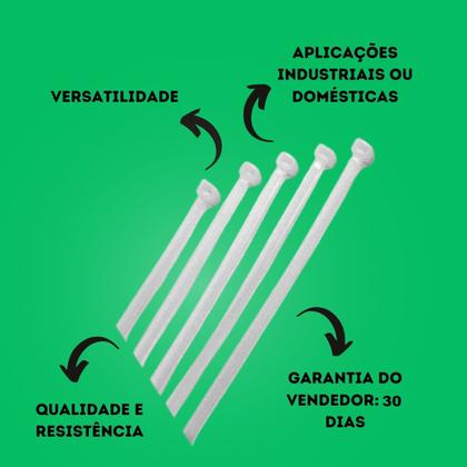 Imagem de Kit 100 Abraçadeira Nylon Várias Medidas Cinta Plástica Prender Organizar Cabos Peças