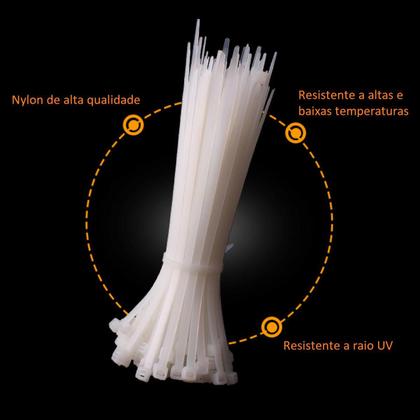 Imagem de Kit 100 Abraçadeira Nylon Várias Medidas Cinta Plástica Prender Organizar Cabos Peças