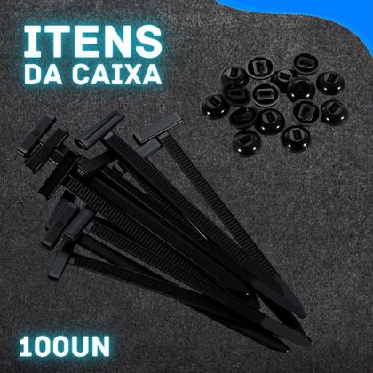 Imagem de Kit 100 Abraçadeiras Autotraváveis com Presilhas Plásticas para Fixação Automotiva