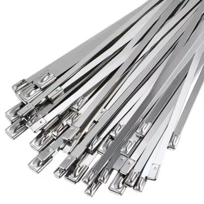 Imagem de Kit 100 abraçadeiras inox metal metalica zip tie 4,6mmx300mm
