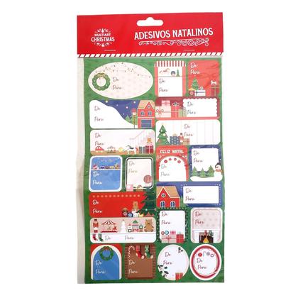 Imagem de Kit 100 Adesivos de Natal Presente Natalino De-Para