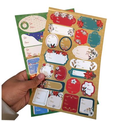 Imagem de Kit 100 Adesivos de Natal Presente Natalino De-Para