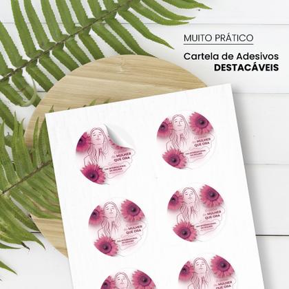 Imagem de kit 100 adesivos para destacar o dia das mulheres