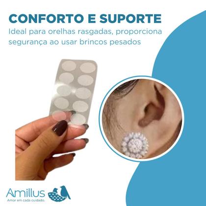 Imagem de Kit 100 Adesivos Protetores De Orelha Rasgada Brinco Pesado